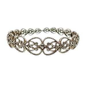 Vintage DP Sterling Silver 925 Open Graduated Heart Scroll Bangle Bracelet 7.75"